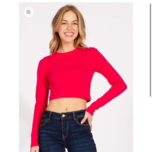 Rosio Bright Red Long Sleeve Crop Top Super Soft NWOT Size Small Women’s TTS